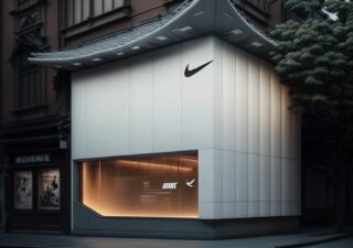 L'intelligence artificielle vient en soutien du design des retail concept store comme ici, à Kyoto, pour le leader du sport Nike.